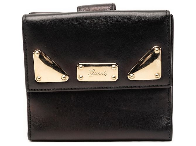 Gucci Schwarze Kalbsleder Indy Bifold Geldbörse