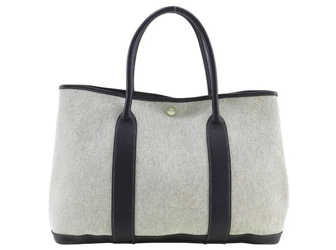 Bolsa Tote Hermès Garden Party 36 PM Marrom Preto Branco