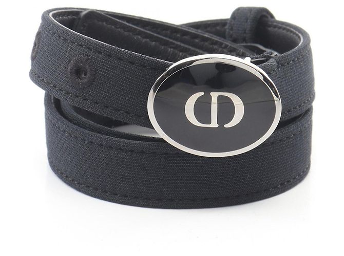 Leder-Gürtel mit CD-Logo von Christian Dior Schwarz