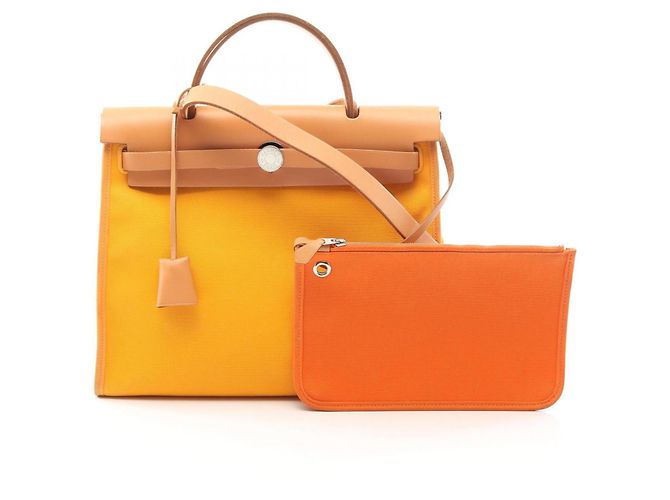Hermès Hermes Herbag Zip PM Handbag Brown Orange Mustard