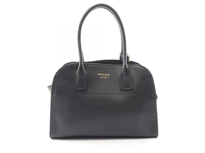 Prada SOFT GLAIN Medium Tote Bag Black