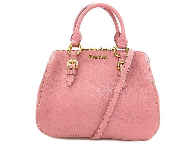 Bolsa de couro Miu Miu Madras 2 em 1 Rosa