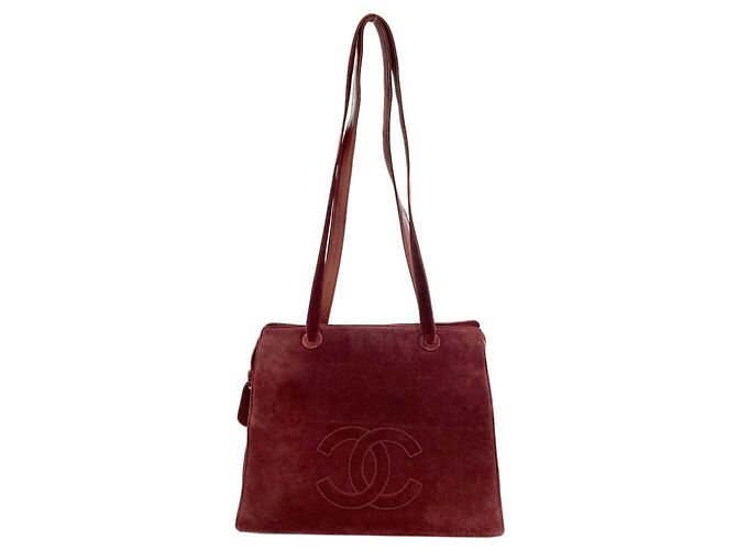 Bolsa tote de couro camurça Chanel Bordeaux