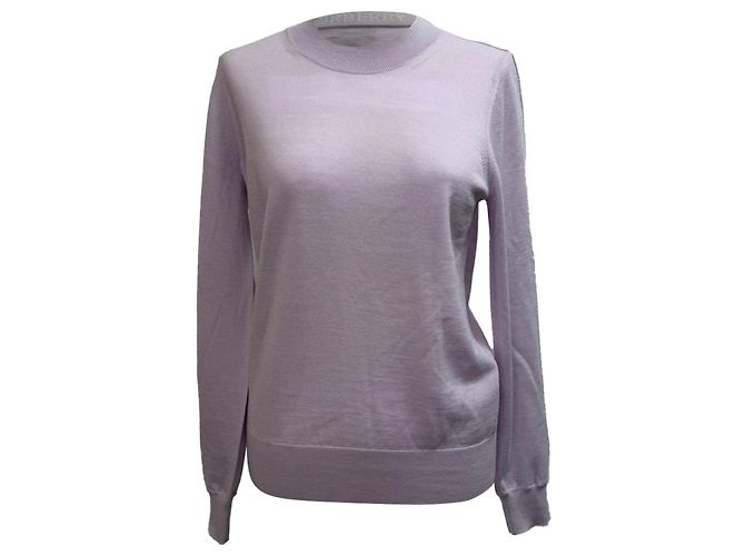 Burberry Strickpullover aus lila Merinowolle mit Logo