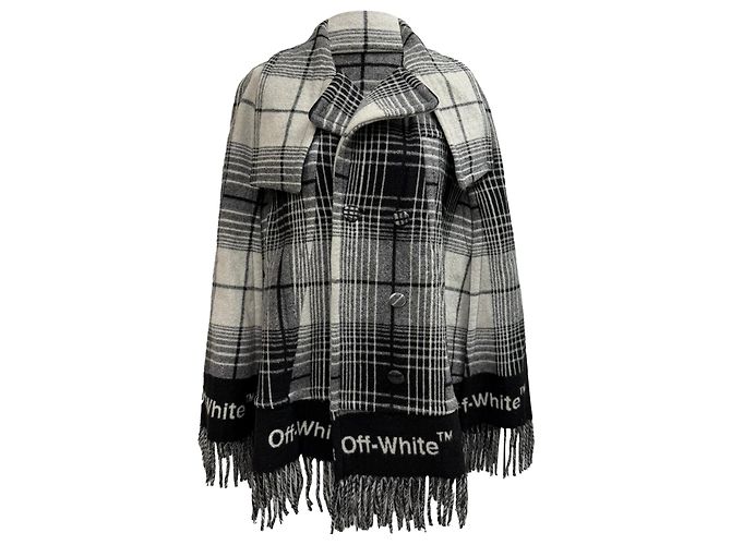 Off White Off-White Blanket Plaid Cape in Multicolor Wool Multiple colors