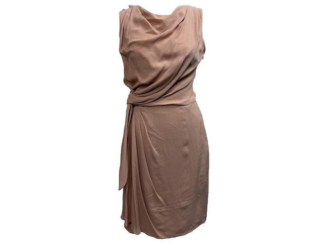 Vestido midi com nó lateral em seda rosa Dior