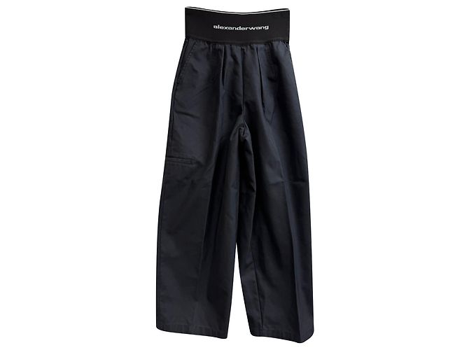 Alexander Wang Logo-Bundhose aus schwarzer Baumwolle
