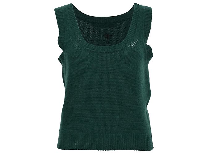 CD Dior besticktes Stricktop aus olivfarbenem Kaschmir Grün Olivgrün