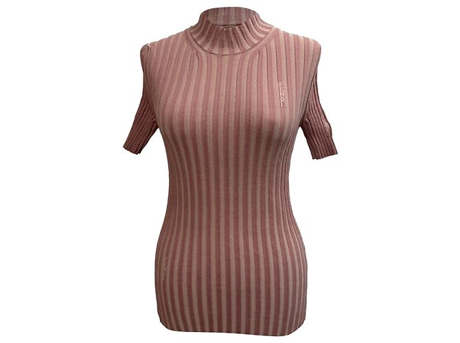 Suéter de algodón rosa de manga corta Fendi Castaño