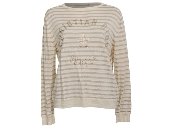 Christian Dior Suéter listrado Dior Sevilha em linho creme Branco Cru