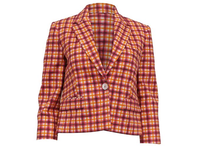 Michael Kors Collection Plaid Blazer in Multicolor Cotton Multiple colors