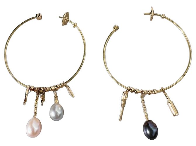 Orecchini a cerchio in oro 18K e perle Louis Vuitton D'oro