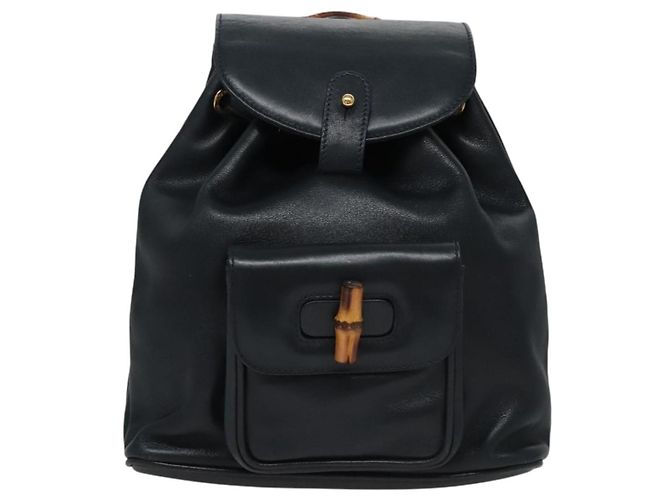 Gucci Vintage Bamboo Leather Mini Black
