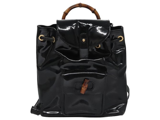 Gucci Vintage Bamboo Patent Mini Black
