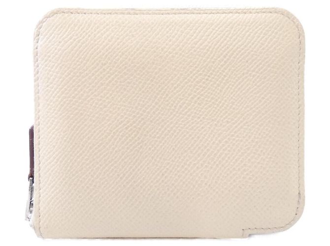 Silk In Billetera compacta de seda Equateur de Hermès Blanco Cuero