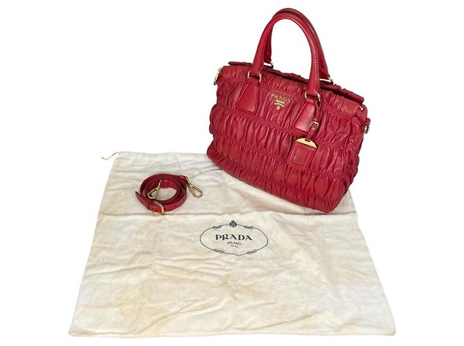 Bolsa tote de couro nappa Prada Vermelho