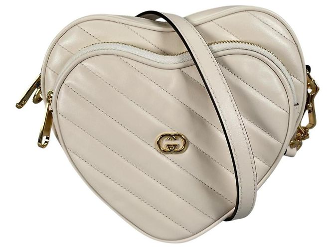 Borsa a spalla in pelle bianca Gucci Bianco