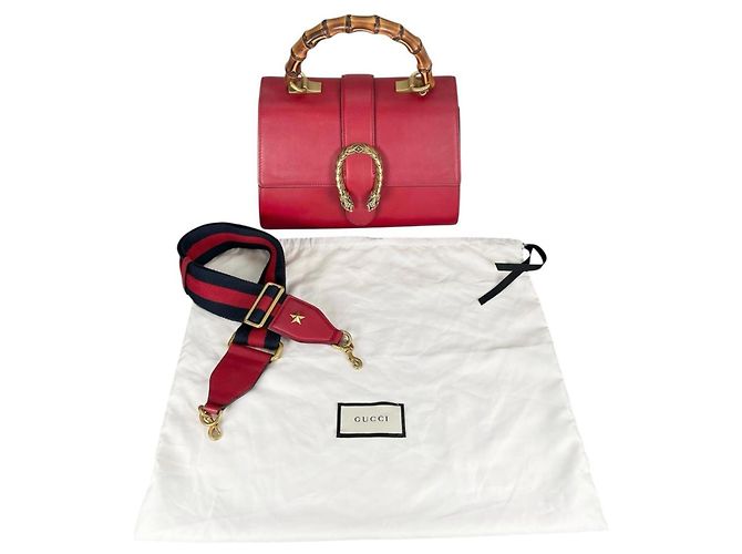 Borsa a mano/spalla in pelle di bambù Gucci Dionysus Rosso