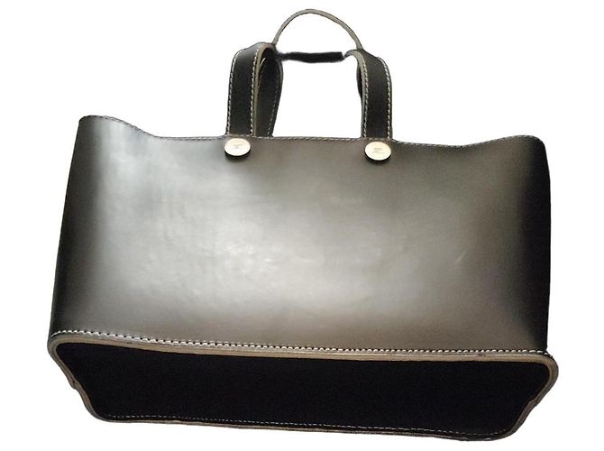Courreges Bolsa de couro preta Courrèges Preto