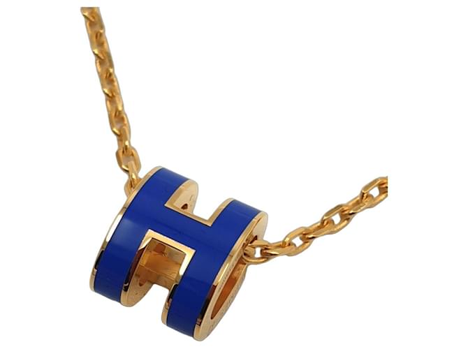 Hermès Colar Mini Pop H, Azul Royal, Ferragens Douradas Azul marinho 