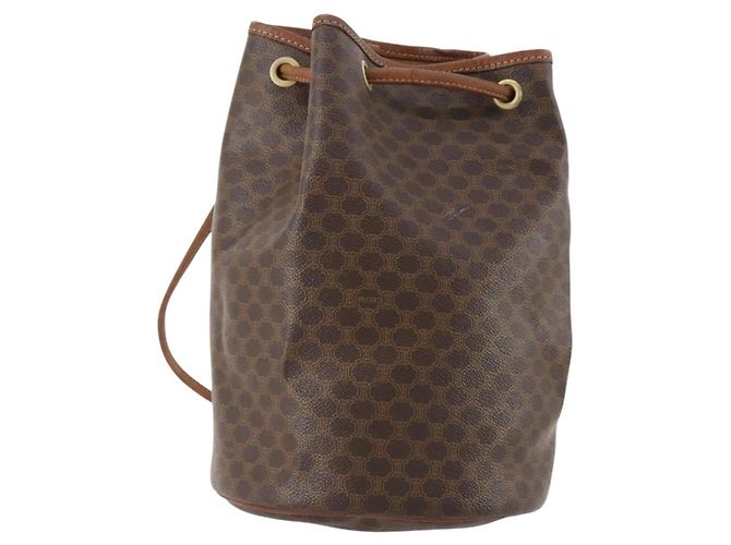 Céline CELINE Macadam Canvas Rucksack aus PVC-Leder in Braun und Gold Auth 174718 Golden