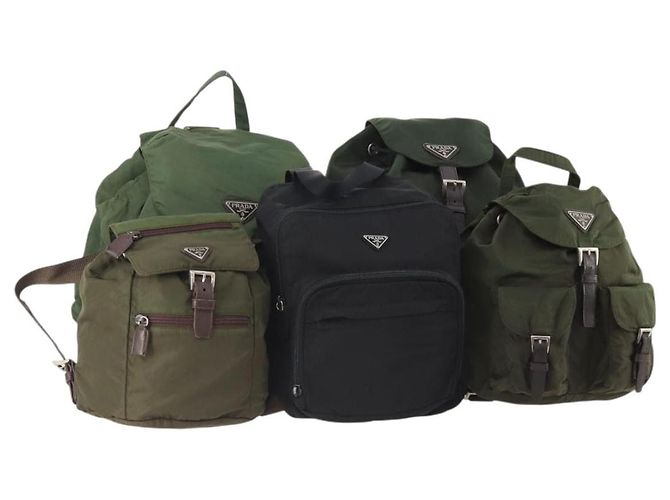 PRADA Rucksack Nylon 5 Set Grün Schwarz Auth 174970