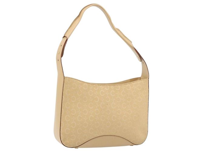 Céline Bolso de Hombro de Lona Macadam C de CELINE Beige Oro Auth ka3948 Dorado