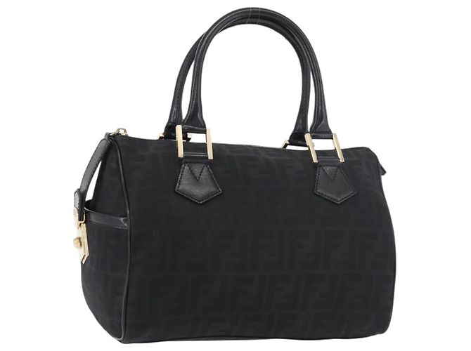 FENDI Zucca Canvas Handtasche Schwarz Gold Auth ka3961 Golden