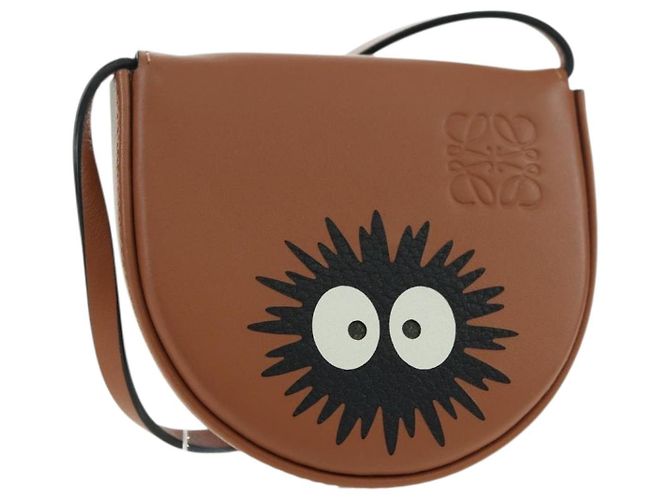 LOEWE Ghibli Colaboração Bolsa Mini com Salto em Couro Marrom Auth 172348SM