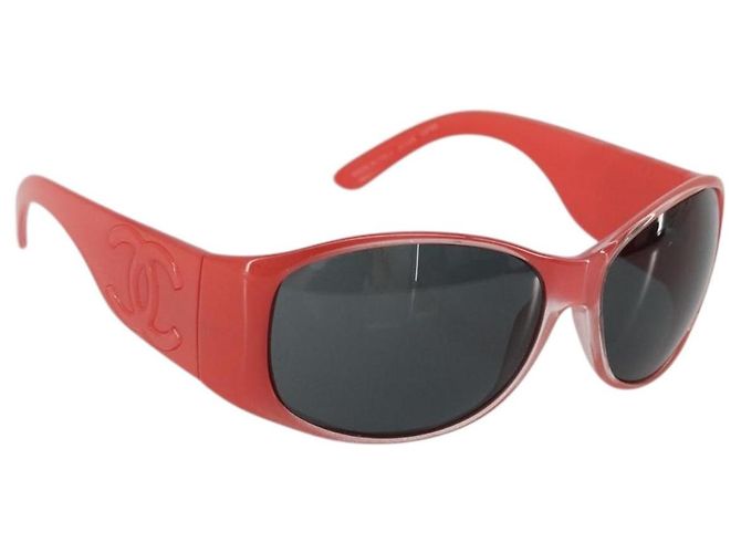 Gafas de sol CHANEL de plástico Rojo CC Auth ka3894A Roja
