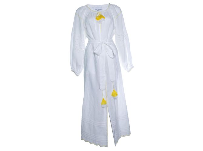 Autre Marque Vestido maxi de lino blanco Sage & Ivy Amarillo