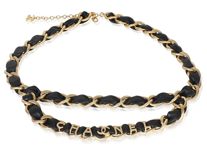 Cinturón de cadena de cuero chapado en oro Chanel 2020