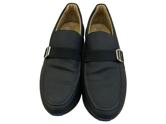 Mocassini Hermès in pelle Epsom nero e blu Multicolore