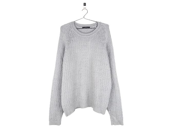 Gucci by Tom Ford 2000s Cable Knit Wave Sweater Grey