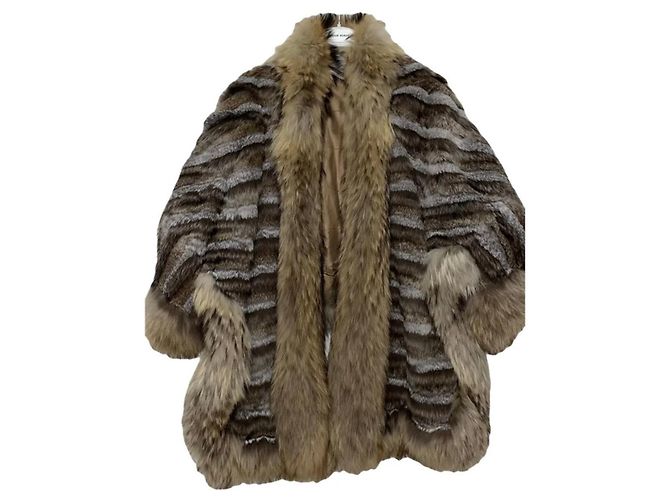 Seltene Vintage Yves Saint Laurent Kunstfell-Poncho Größe 38 Gebraucht