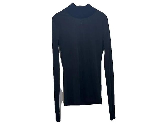 Courreges Courrèges Transparentes Schwarzes Polyester Top mit Rollkragen