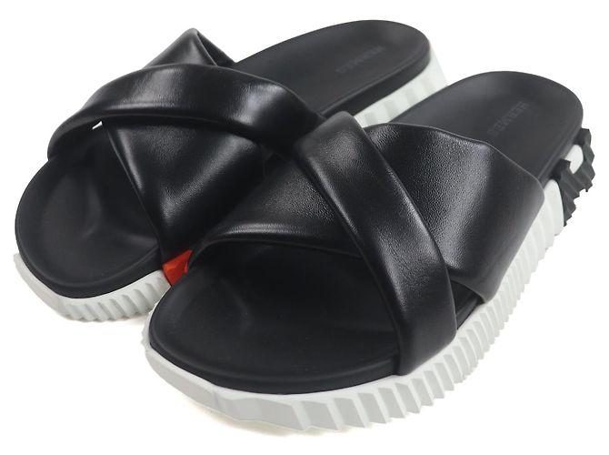 Hermès Hermes TechnoSandal Leather Slides Black