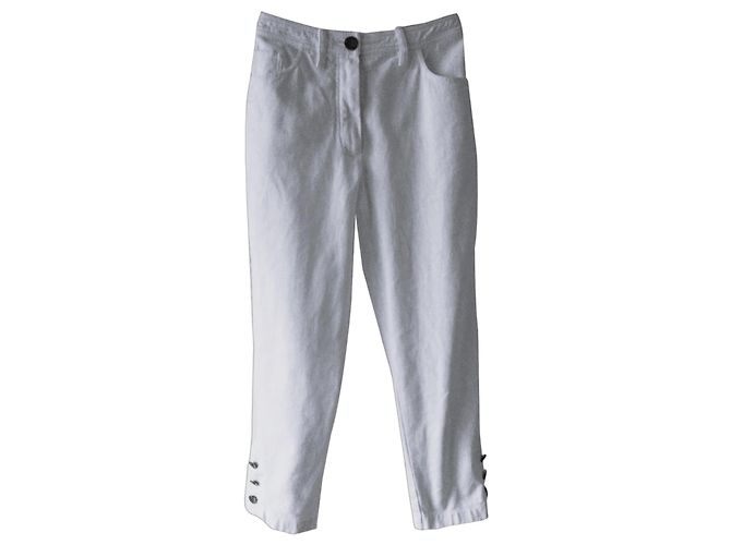 JEANS CAPRI DE ALGODÓN CHANEL. Blanco 