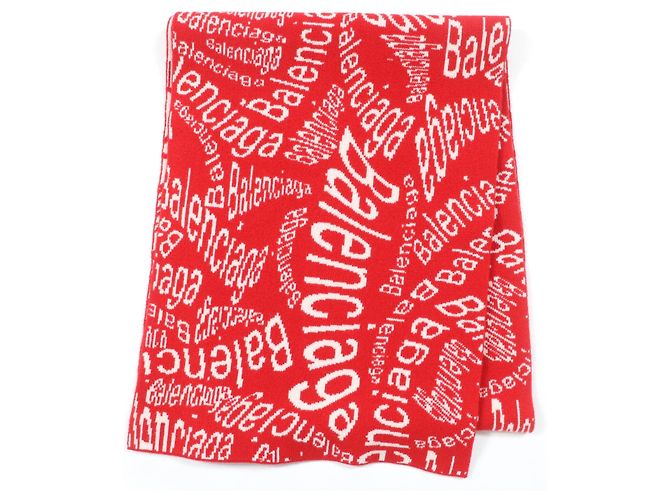 Balenciaga Schal aus Schurwolle Rot Roh