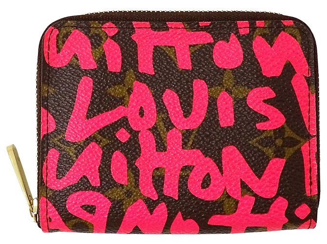 Monedero Monogram Graffiti Louis Vuitton Castaño Rosa Fucsia Monograma