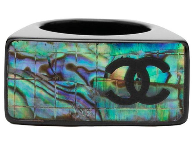 Anillo de banda Coco Mark de Chanel Negro Azul