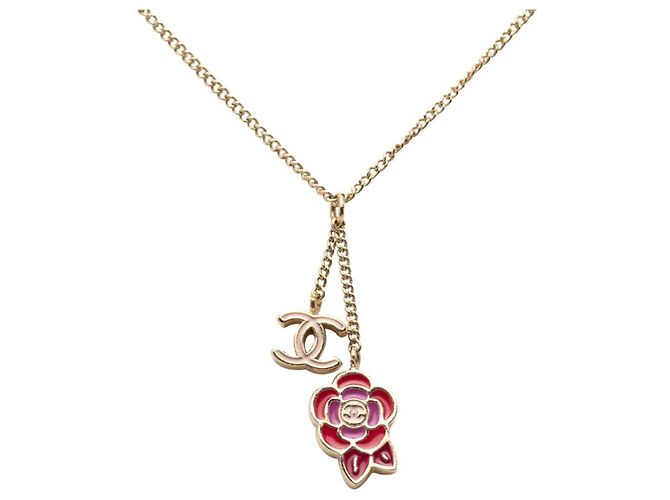 Timeless Collar con motivo de flor Camelia Coco de Chanel Rosa Roja Dorado