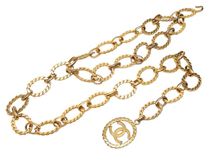 Timeless Chanel Vintage Coco Mark Double Chain Belt Golden