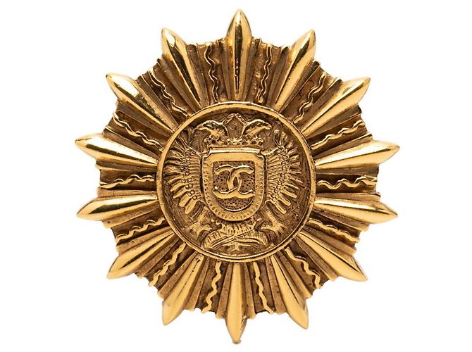 Spilla placcata in oro con il logo Coco di Chanel D'oro