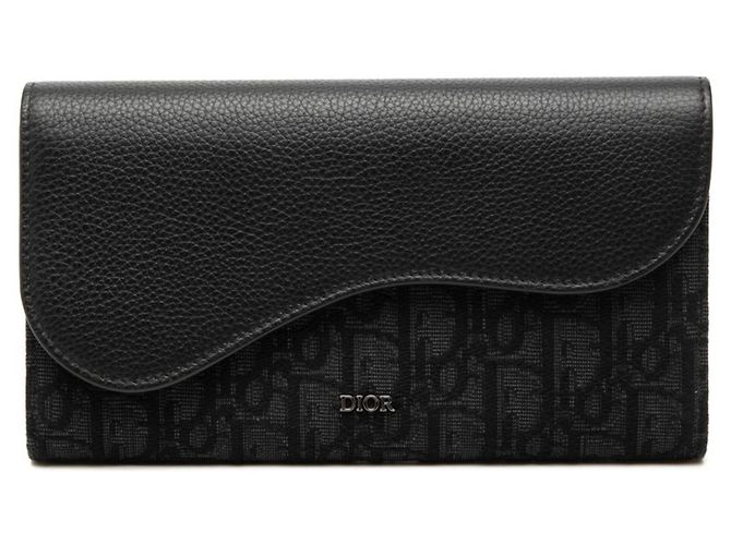 Christian Dior Dior Oblique Saddle Long Wallet Black