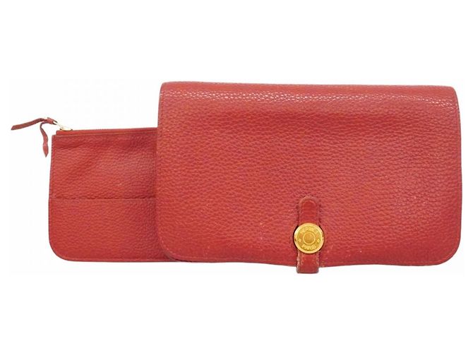 Cartera Larga Dogon GM de Hermès en Rouge Casaque Roja