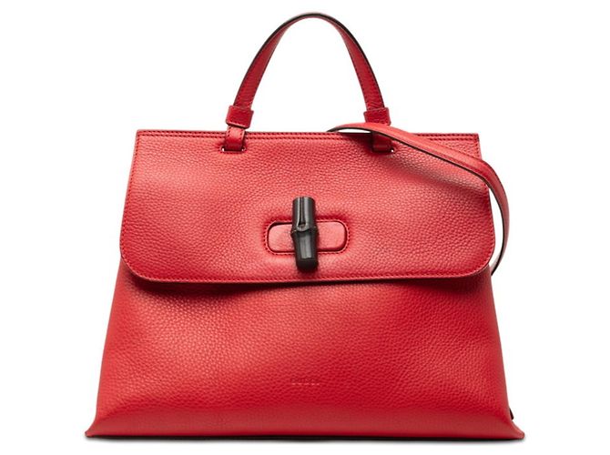 Gucci Bamboo Daily rote Lederhandtasche