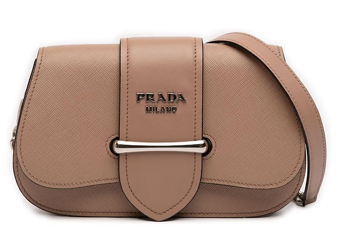Bolsa transversal Sidonie em couro Saffiano marrom e couro de cidade da Prada Carne