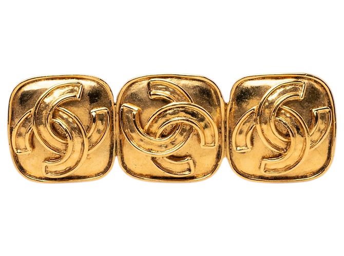 Chanel Gold Plated Triple CC Brosche Golden