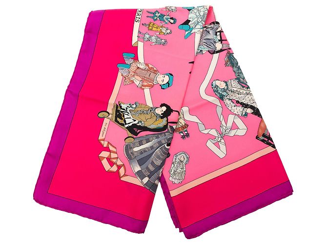 Foulard in seta Hermès Hello Dolly rosa 90